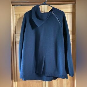 Talbots XL, black zipper cowl neck sweater